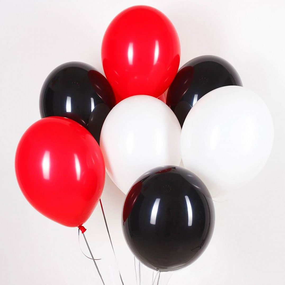 Ассорти из черных, красных и белых шаров 12 дюймов