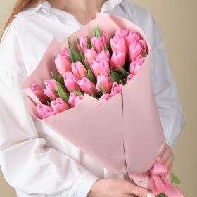 Букет №123 розовых тюльпанов